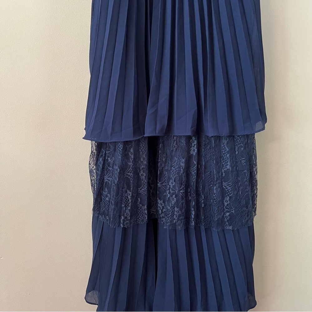 Lulu’s Date With a Daydream Pleated Lace Tiered Maxi Dress medium Navy blue - Picture 5 of 13